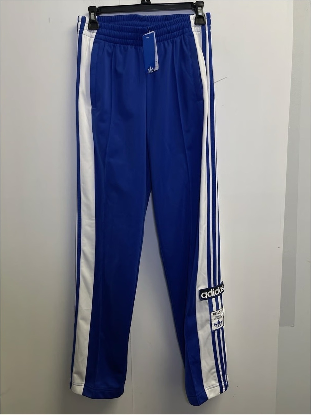 Adidas Blue Track Pants with Classic White Stripes - Picture 6 of 10